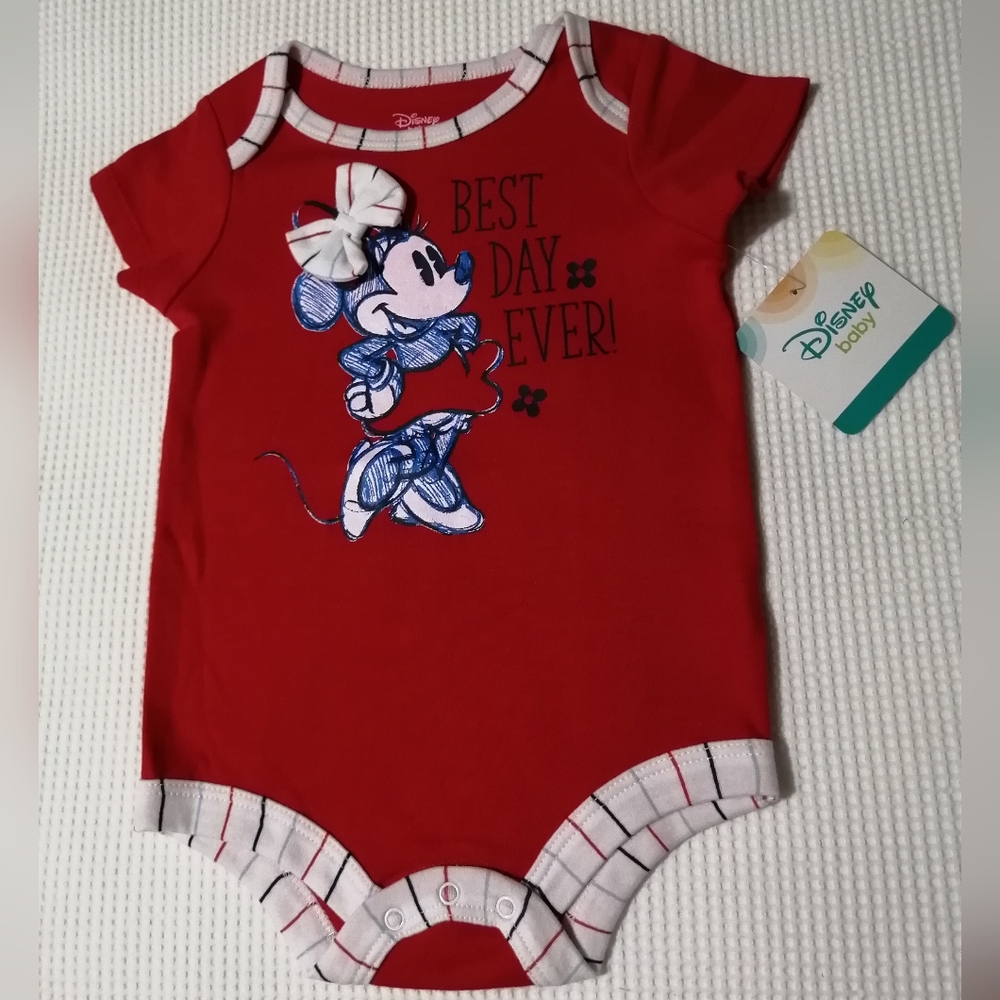 🔥SALE🔥 Disney Minnie Mouse Best Day Ever Onesie NWT Sizes 3-6M, 6-12M, 12-18M